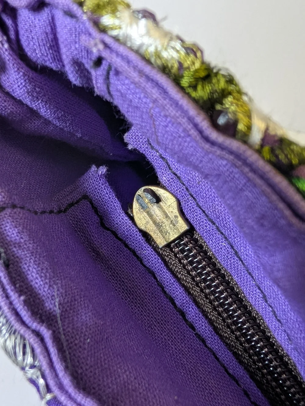 Embroidered Purple Patchwork Tote Bag